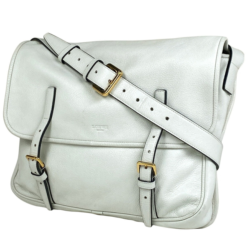 Loewe logo shoulder bag messenger leather white